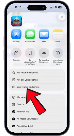 Teilen-Symbol tippen